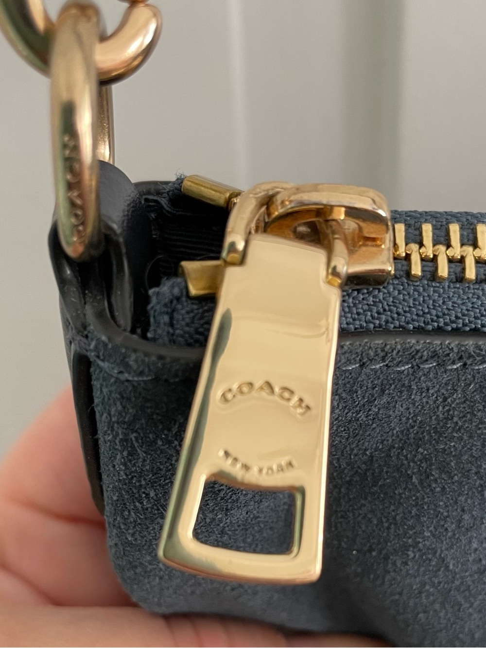 Coach Navy Leather Tote with Gold Hardware - Picture 8 of 11